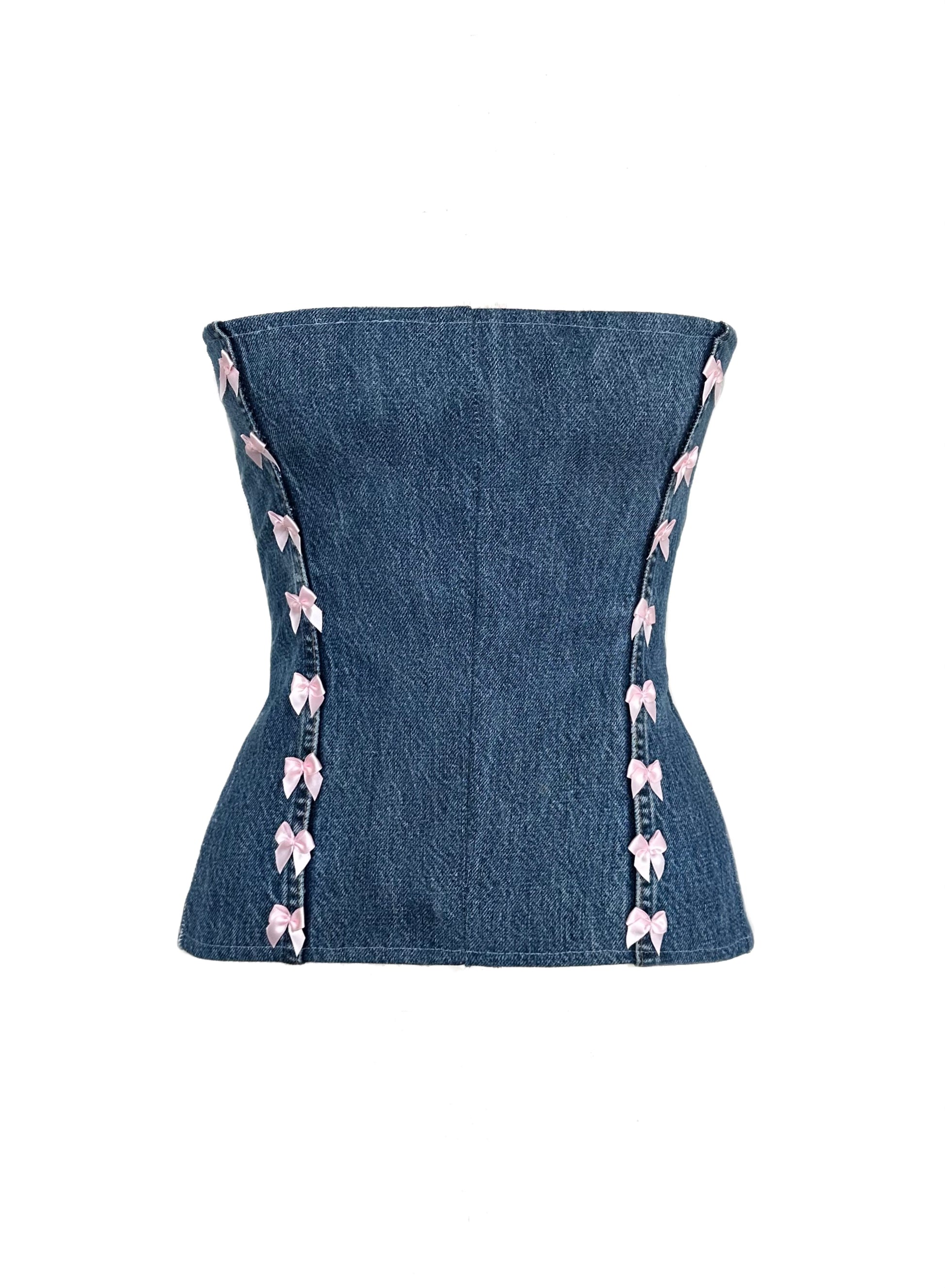 Denim Crystal Corset Top